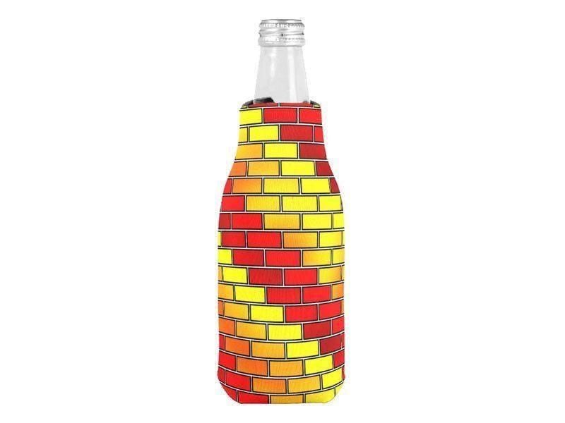 Bottle Cooler Sleeves – Bottle Koozies-BRICK WALL #2 Bottle Cooler Sleeves – Bottle Koozies-Reds &amp; Oranges &amp; Yellows-from COLORADDICTED.COM-