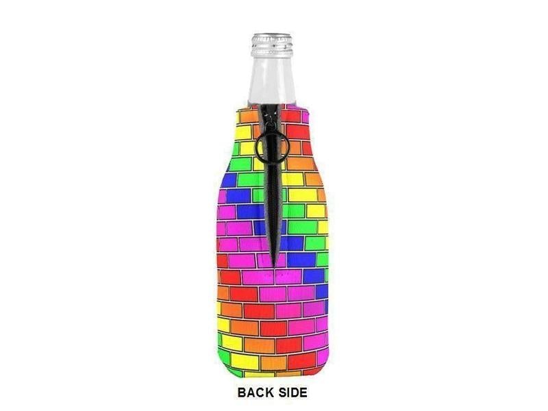 Bottle Cooler Sleeves – Bottle Koozies-BRICK WALL #2 Bottle Cooler Sleeves – Bottle Koozies-Multicolor Bright-from COLORADDICTED.COM-