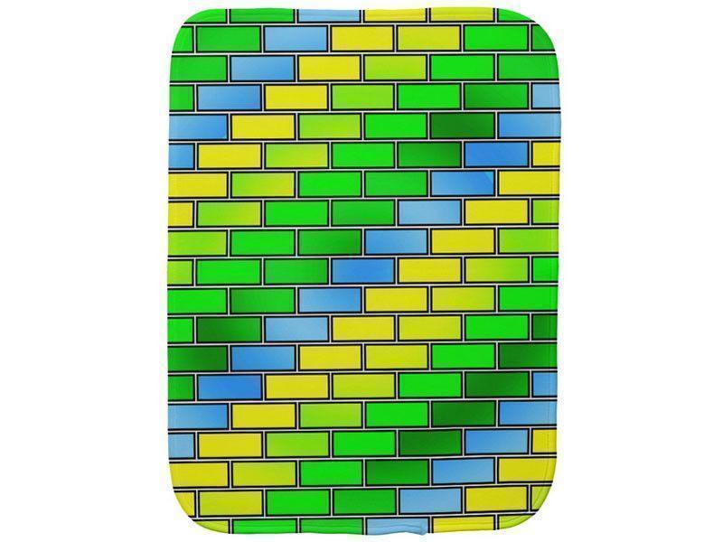 Burp Cloths-BRICK WALL #2 Burp Cloths-Greens, Yellows & Light Blues-from COLORADDICTED.COM-