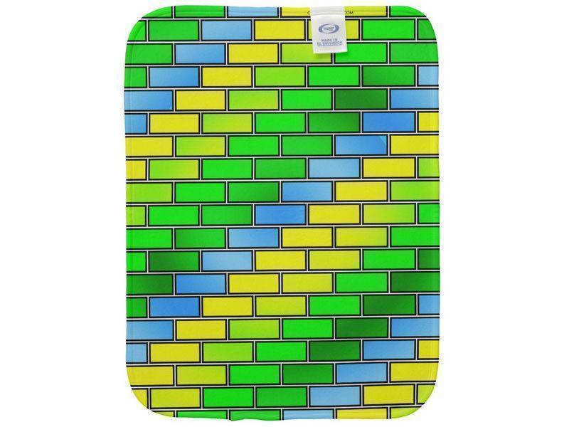 Burp Cloths-BRICK WALL #2 Burp Cloths-Greens, Yellows & Light Blues-from COLORADDICTED.COM-