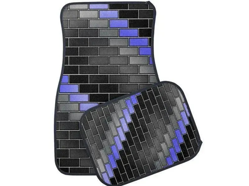 Car Mats-BRICK WALL #2 Car Mats Sets-Black & Grays & Light Blues-from COLORADDICTED.COM-