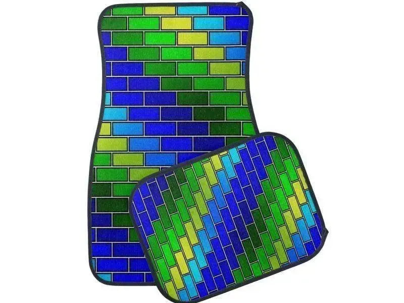 Car Mats-BRICK WALL #2 Car Mats Sets-Blues & Greens-from COLORADDICTED.COM-