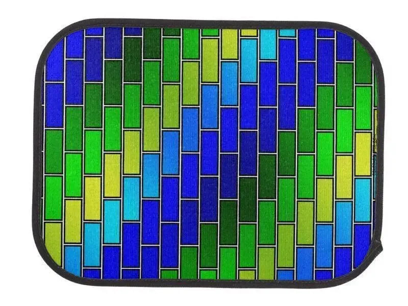 Car Mats-BRICK WALL #2 Car Mats Sets-Blues & Greens-from COLORADDICTED.COM-