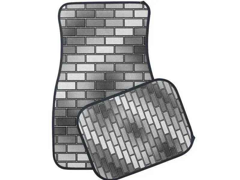 Car Mats-BRICK WALL #2 Car Mats Sets-Grays & White-from COLORADDICTED.COM-