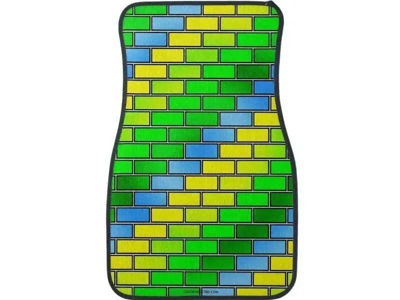 Car Mats-BRICK WALL #2 Car Mats Sets-Greens & Yellows & Light Blues-from COLORADDICTED.COM-