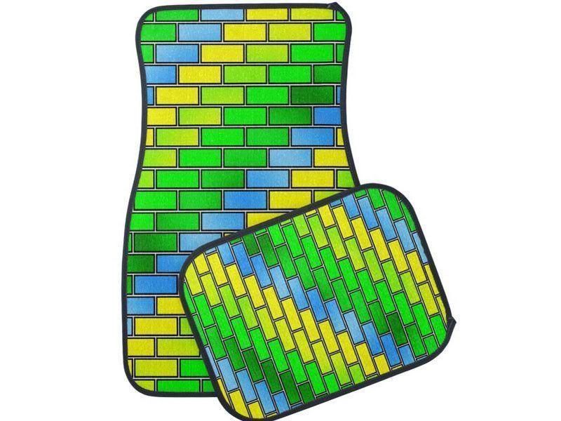 Car Mats-BRICK WALL #2 Car Mats Sets-Greens & Yellows & Light Blues-from COLORADDICTED.COM-