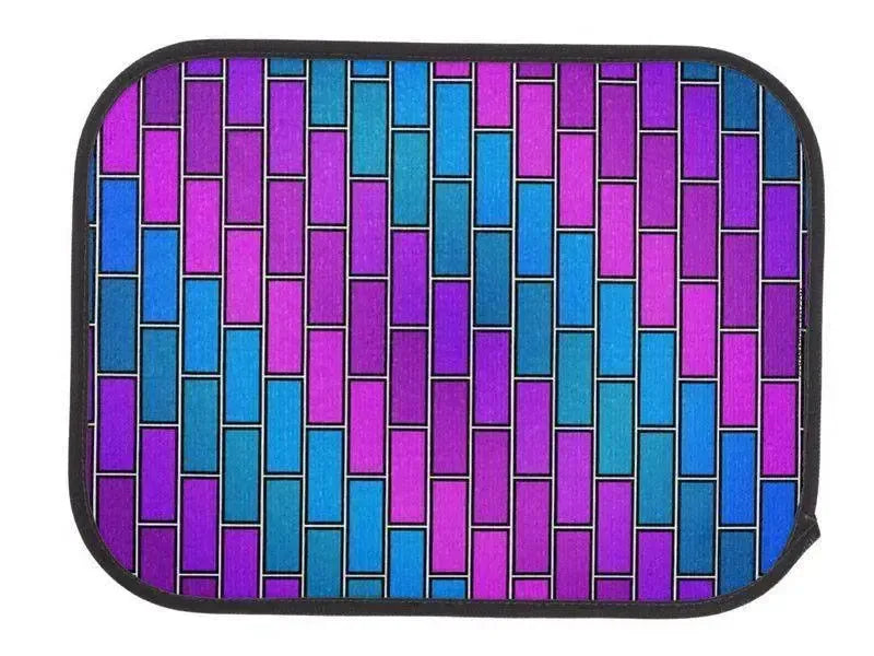 Car Mats-BRICK WALL #2 Car Mats Sets-Purples & Violets & Fuchsias & Turquoises-from COLORADDICTED.COM-