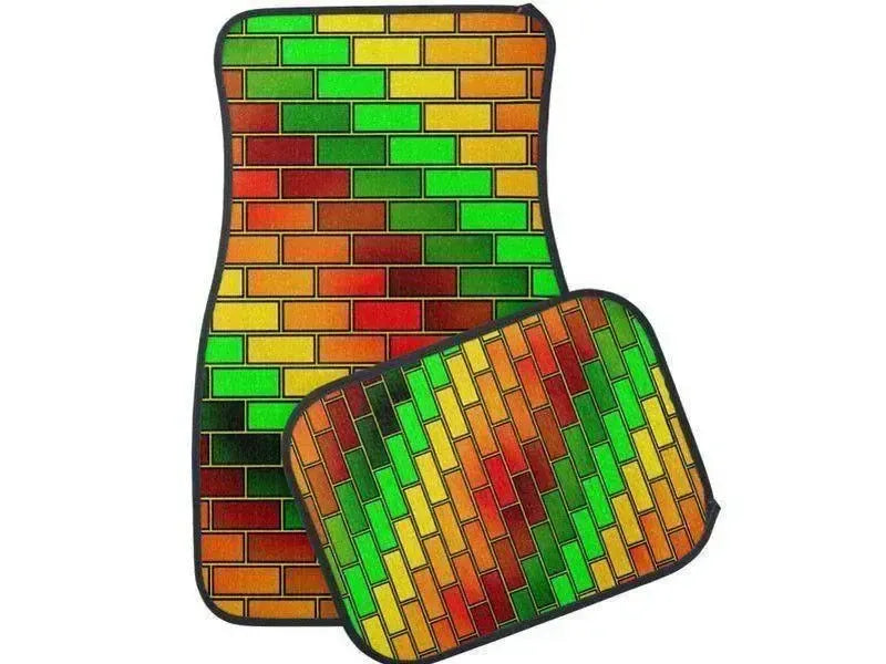Car Mats-BRICK WALL #2 Car Mats Sets-Reds & Oranges & Yellows & Greens-from COLORADDICTED.COM-