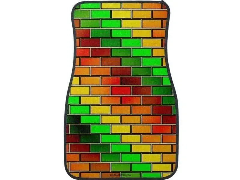 Car Mats-BRICK WALL #2 Car Mats Sets-Reds & Oranges & Yellows & Greens-from COLORADDICTED.COM-