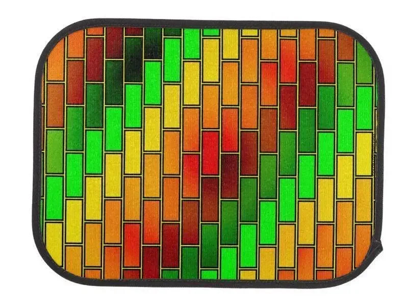 Car Mats-BRICK WALL #2 Car Mats Sets-Reds & Oranges & Yellows & Greens-from COLORADDICTED.COM-