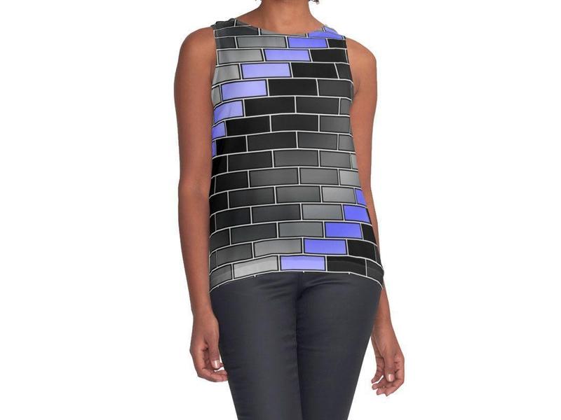 Contrast Tanks-BRICK WALL #2 Contrast Tanks-Black &amp; Grays &amp; Light Blues-from COLORADDICTED.COM-