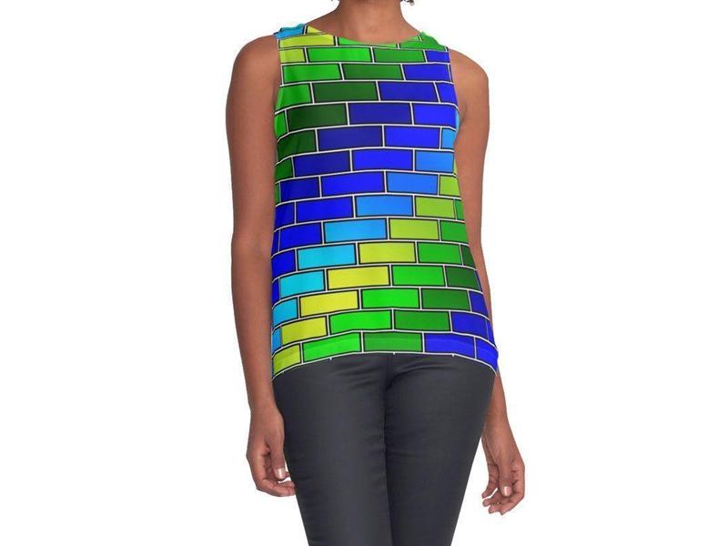 Contrast Tanks-BRICK WALL #2 Contrast Tanks-Blues &amp; Greens-from COLORADDICTED.COM-