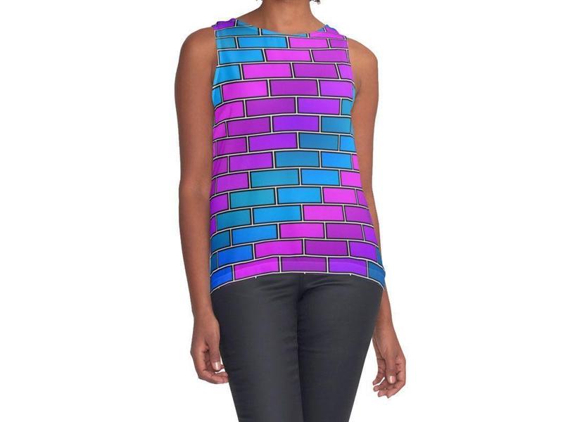 Contrast Tanks-BRICK WALL #2 Contrast Tanks-Purples &amp; Violets &amp; Fuchsias &amp; Turquoises-from COLORADDICTED.COM-