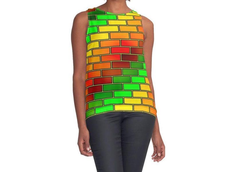 Contrast Tanks-BRICK WALL #2 Contrast Tanks-Reds &amp; Oranges &amp; Yellows &amp; Greens-from COLORADDICTED.COM-