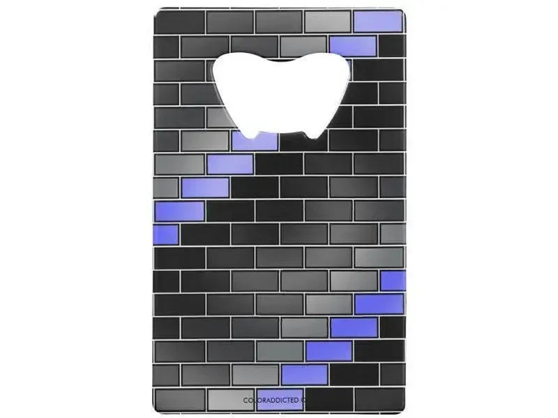 Credit Card Bottle Openers-BRICK WALL #2 Credit Card Bottle Openers-Black, Grays & Light Blues-from COLORADDICTED.COM-