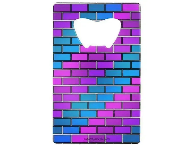 Credit Card Bottle Openers-BRICK WALL #2 Credit Card Bottle Openers-Purples, Violets, Fuchsias & Turquoises-from COLORADDICTED.COM-