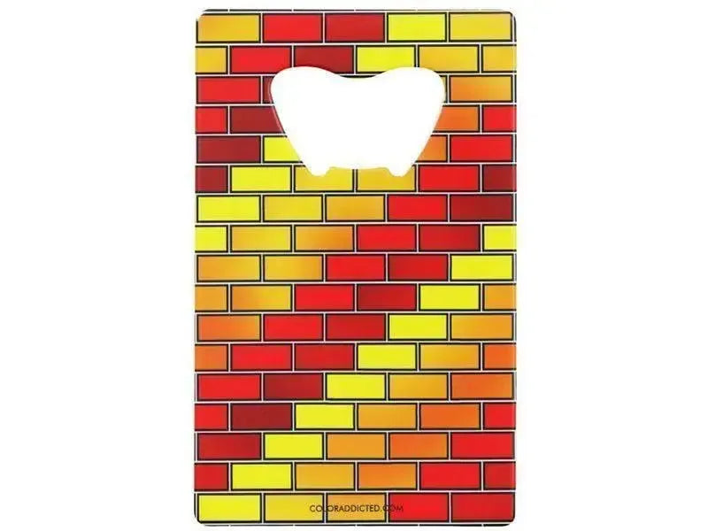 Credit Card Bottle Openers-BRICK WALL #2 Credit Card Bottle Openers-Reds, Oranges & Yellows-from COLORADDICTED.COM-