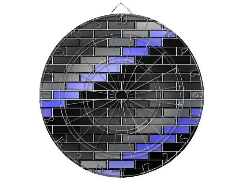 Dartboards-BRICK WALL #2 Dartboards (includes 6 Darts)-Black & Grays & Light Blues-from COLORADDICTED.COM-