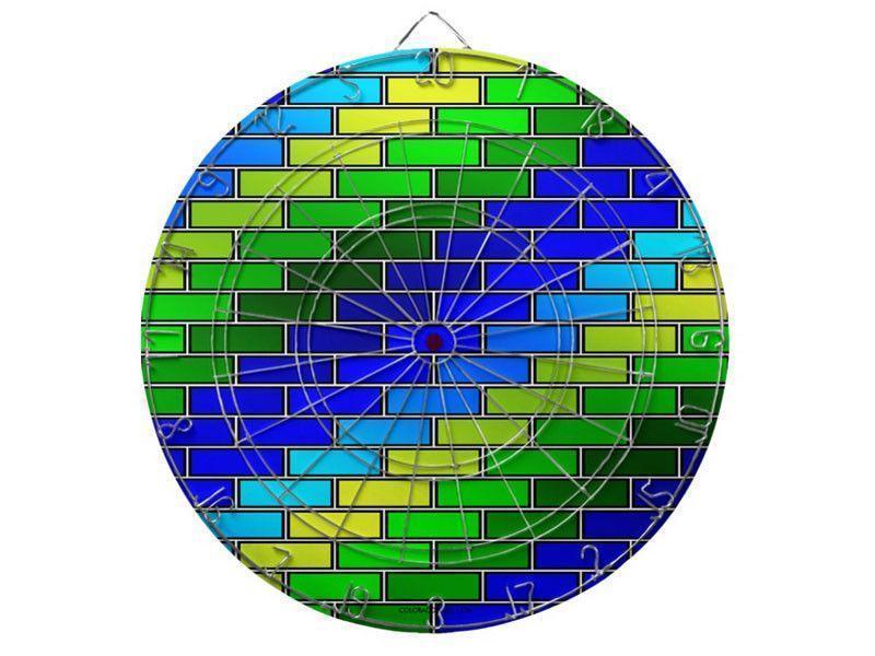 Dartboards-BRICK WALL #2 Dartboards (includes 6 Darts)-Blues &amp; Greens-from COLORADDICTED.COM-