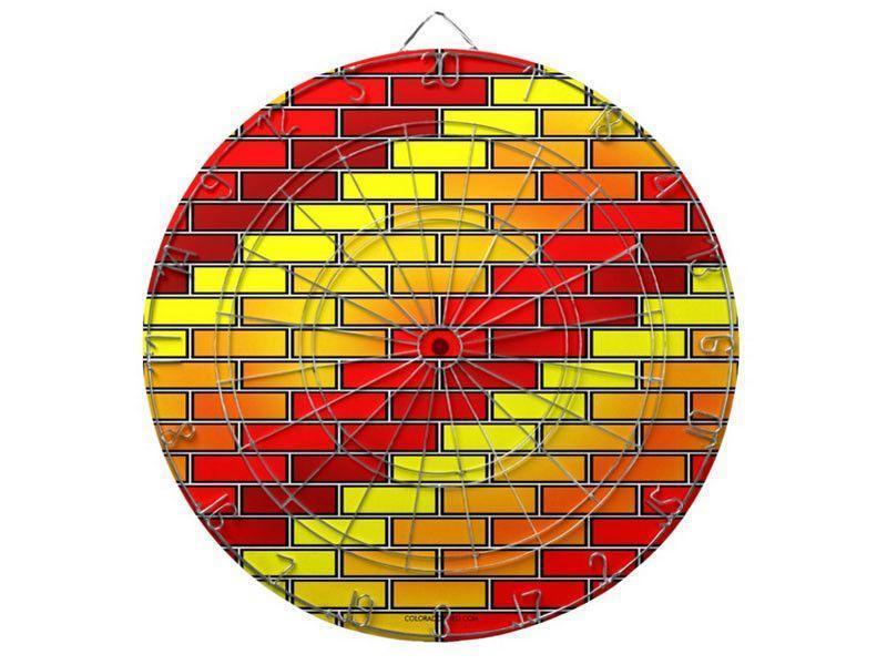 Dartboards-BRICK WALL #2 Dartboards (includes 6 Darts)-Reds &amp; Oranges &amp; Yellows-from COLORADDICTED.COM-