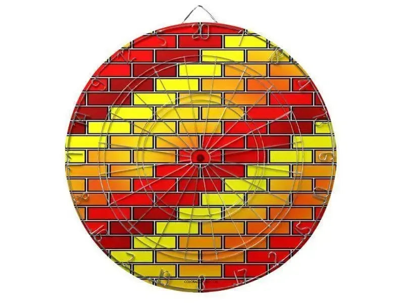 Dartboards-BRICK WALL #2 Dartboards (includes 6 Darts)-Reds & Oranges & Yellows-from COLORADDICTED.COM-