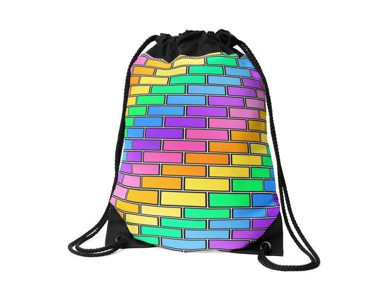 Drawstring Bags-BRICK WALL #2 Drawstring Bags-Multicolor Light-from COLORADDICTED.COM-