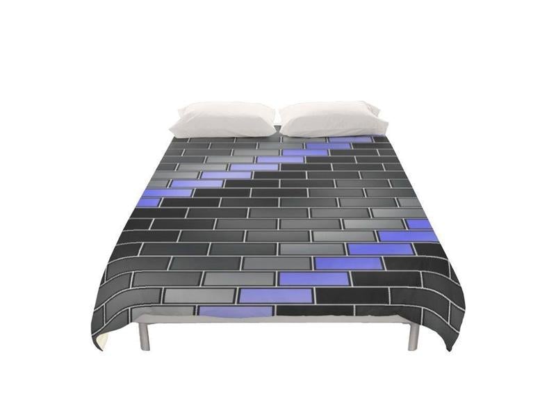 Duvet Covers-BRICK WALL #2 Duvet Covers-Black &amp; Grays &amp; Light Blues-from COLORADDICTED.COM-