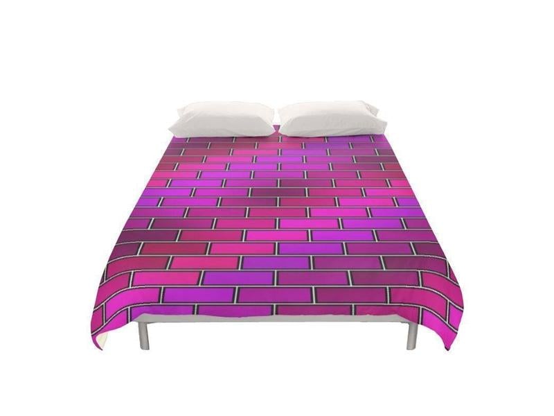 Duvet Covers-BRICK WALL #2 Duvet Covers-Purples &amp; Fuchsias &amp; Violets &amp; Magentas-from COLORADDICTED.COM-