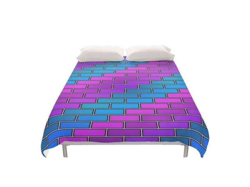 Duvet Covers-BRICK WALL #2 Duvet Covers-Purples &amp; Violets &amp; Fuchsias &amp; Turquoises-from COLORADDICTED.COM-
