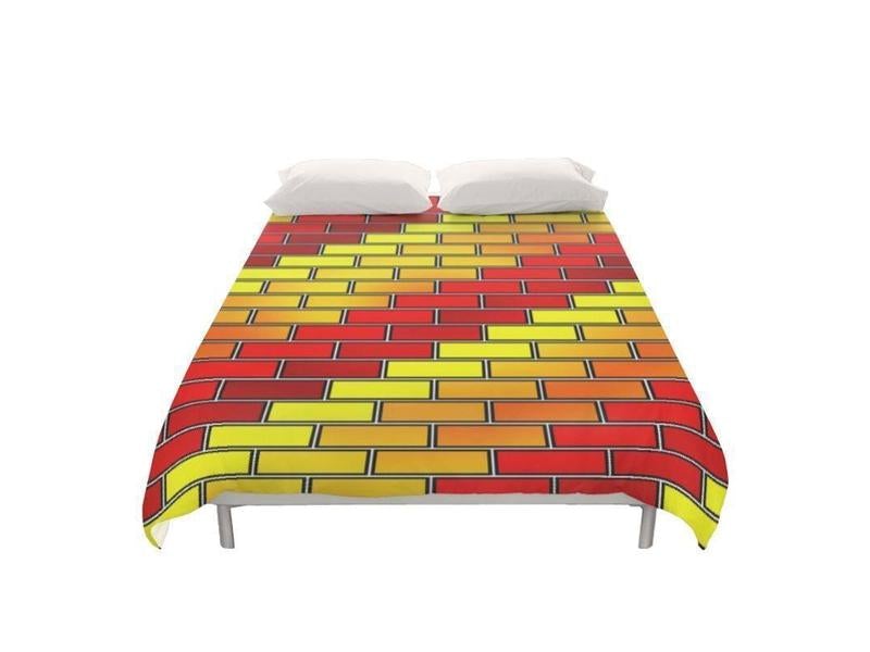 Duvet Covers-BRICK WALL #2 Duvet Covers-Reds &amp; Oranges &amp; Yellows-from COLORADDICTED.COM-