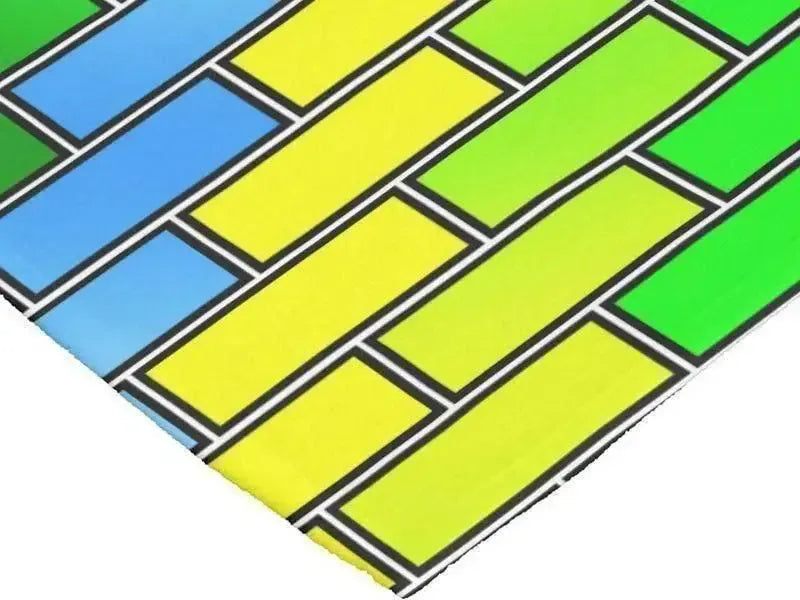 Fleece Blankets-BRICK WALL #2 Fleece Blankets-Greens, Yellows & Light Blues-from COLORADDICTED.COM-