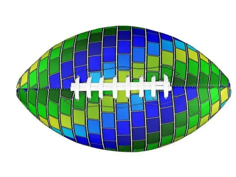 Footballs-BRICK WALL #2 Footballs & Mini Footballs-Blues & Greens-from COLORADDICTED.COM-