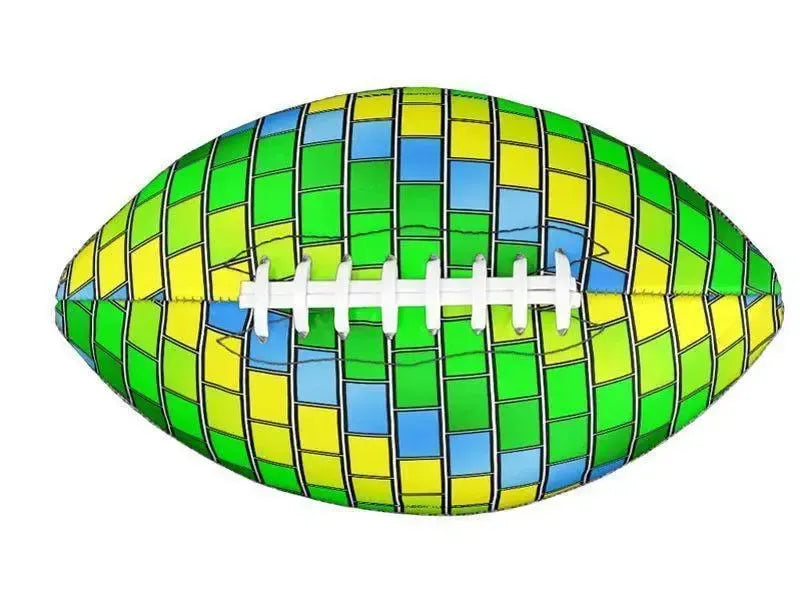 Footballs-BRICK WALL #2 Footballs & Mini Footballs-Greens & Yellows & Light Blues-from COLORADDICTED.COM-