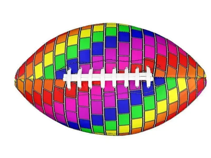 Footballs-BRICK WALL #2 Footballs & Mini Footballs-Multicolor Bright-from COLORADDICTED.COM-