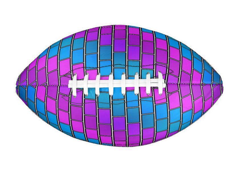 Footballs-BRICK WALL #2 Footballs &amp; Mini Footballs-Purples &amp; Violets &amp; Fuchsias &amp; Turquoises-from COLORADDICTED.COM-