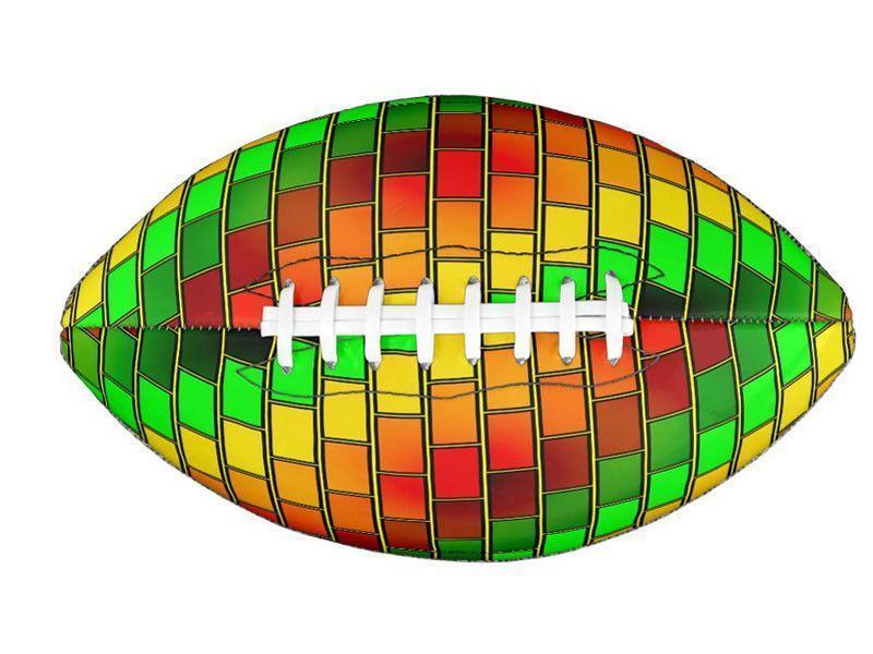 Footballs-BRICK WALL #2 Footballs &amp; Mini Footballs-Reds &amp; Oranges &amp; Yellows &amp; Greens-from COLORADDICTED.COM-