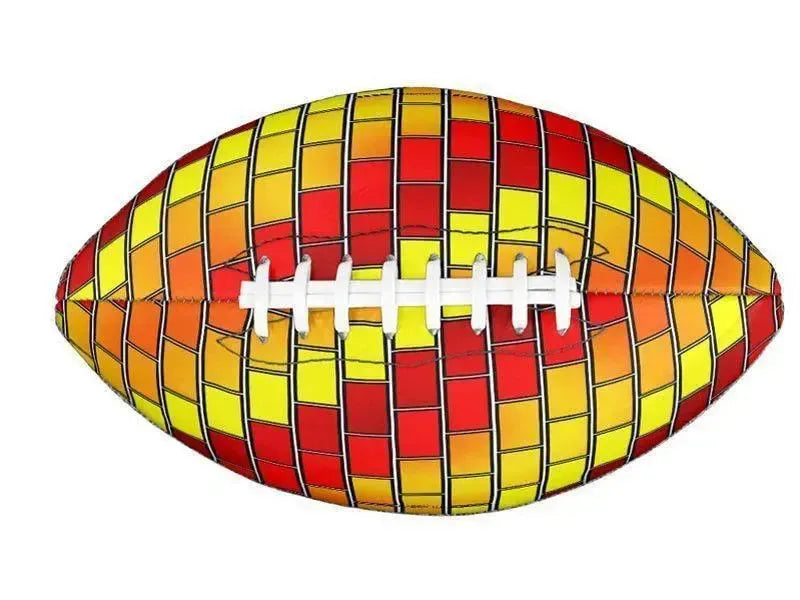 Footballs-BRICK WALL #2 Footballs & Mini Footballs-Reds & Oranges & Yellows-from COLORADDICTED.COM-