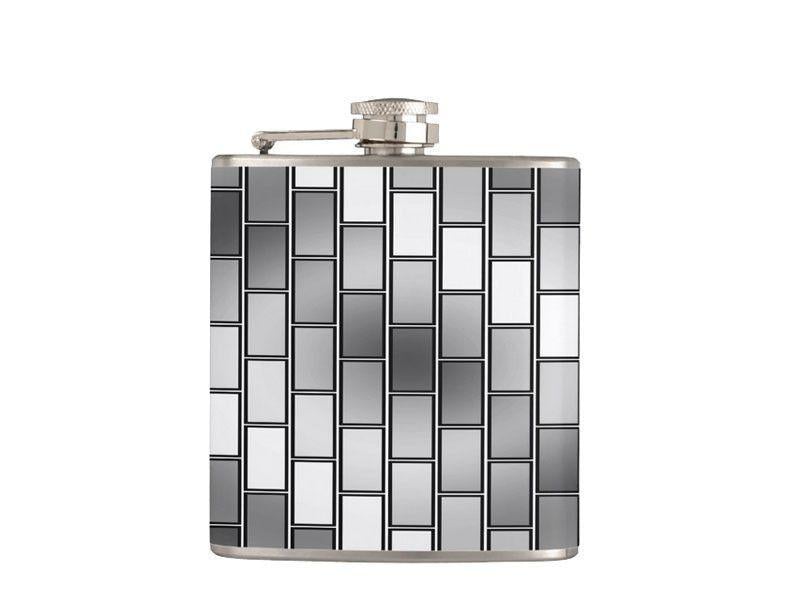 Hip Flasks-BRICK WALL #2 Hip Flasks-Grays &amp; White-from COLORADDICTED.COM-