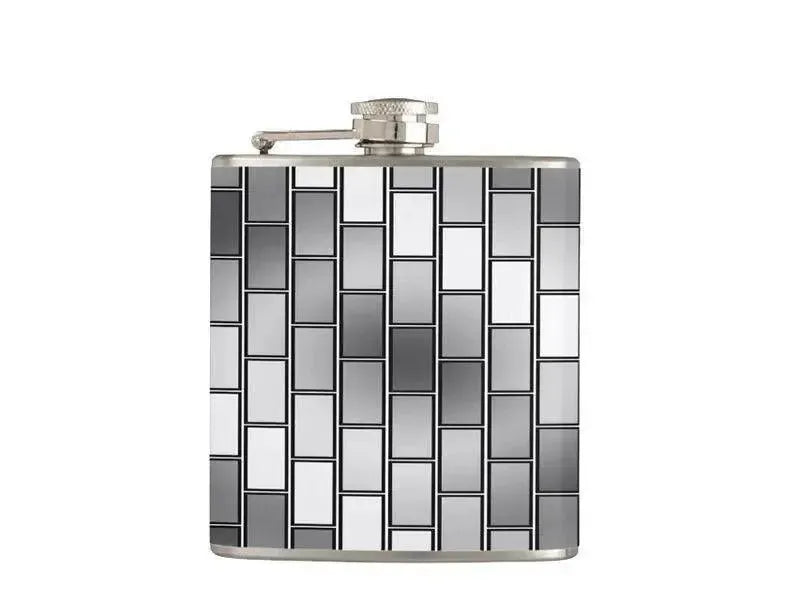 Hip Flasks-BRICK WALL #2 Hip Flasks-Grays & White-from COLORADDICTED.COM-
