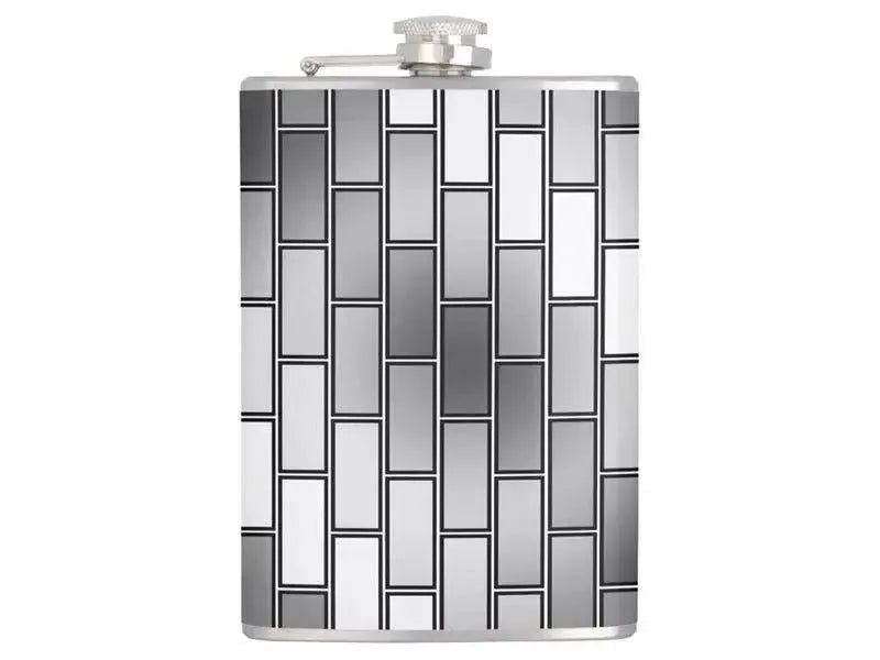 Hip Flasks-BRICK WALL #2 Hip Flasks-Grays & White-from COLORADDICTED.COM-