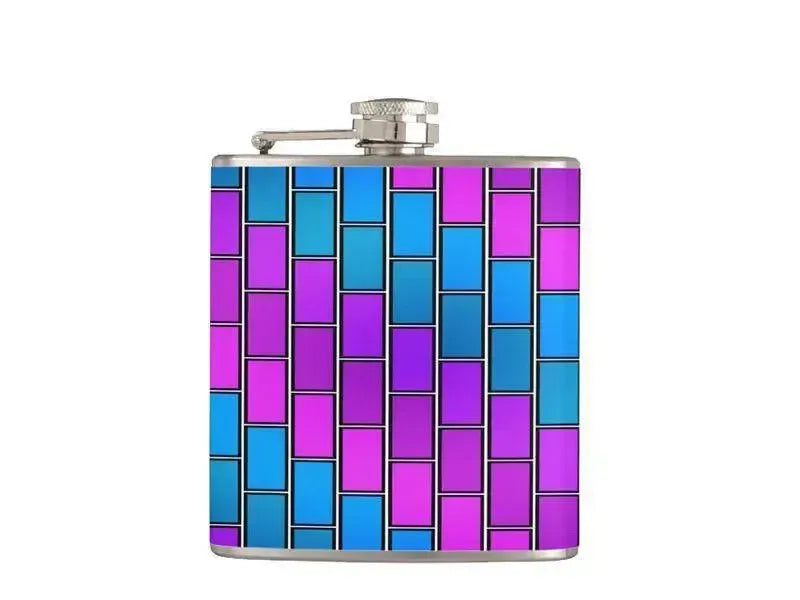 Hip Flasks-BRICK WALL #2 Hip Flasks-Purples & Violets & Fuchsias & Turquoises-from COLORADDICTED.COM-