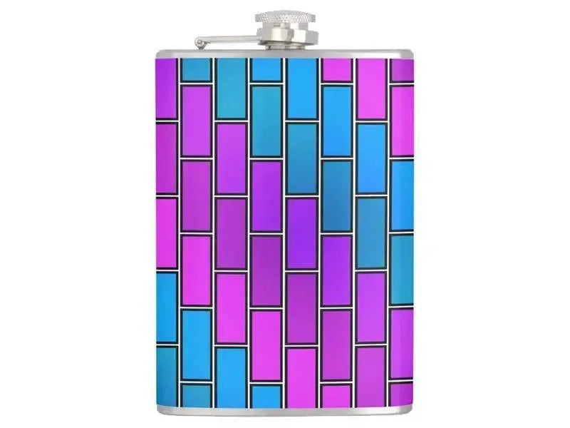 Hip Flasks-BRICK WALL #2 Hip Flasks-Purples & Violets & Fuchsias & Turquoises-from COLORADDICTED.COM-