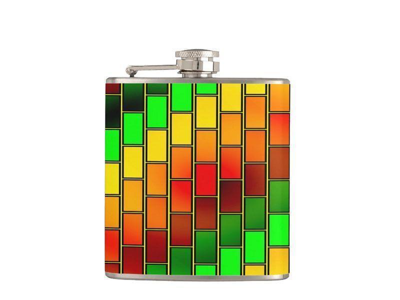 Hip Flasks-BRICK WALL #2 Hip Flasks-Reds &amp; Oranges &amp; Yellows &amp; Greens-from COLORADDICTED.COM-