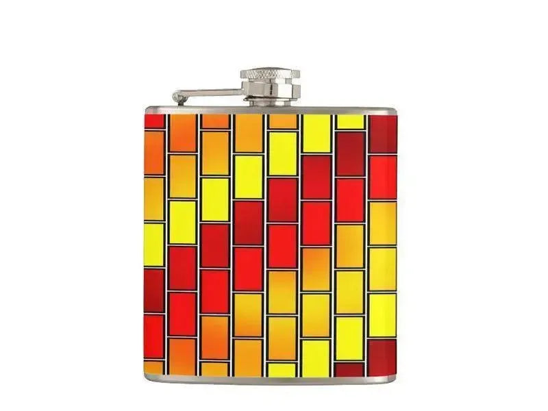 Hip Flasks-BRICK WALL #2 Hip Flasks-Reds & Oranges & Yellows-from COLORADDICTED.COM-