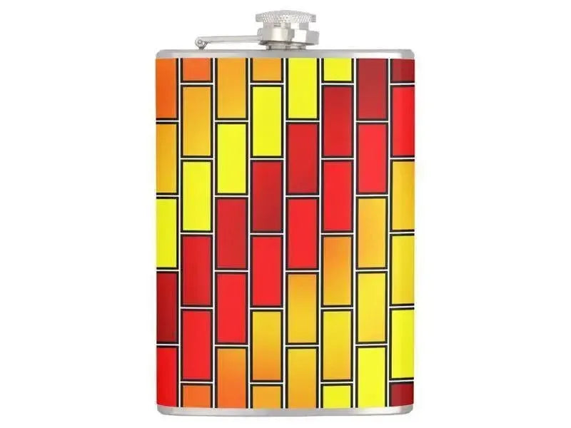Hip Flasks-BRICK WALL #2 Hip Flasks-Reds & Oranges & Yellows-from COLORADDICTED.COM-