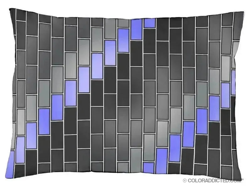 Dog Beds-BRICK WALL #2 Indoor/Outdoor Dog Beds-Black & Grays & Blues-from COLORADDICTED.COM-