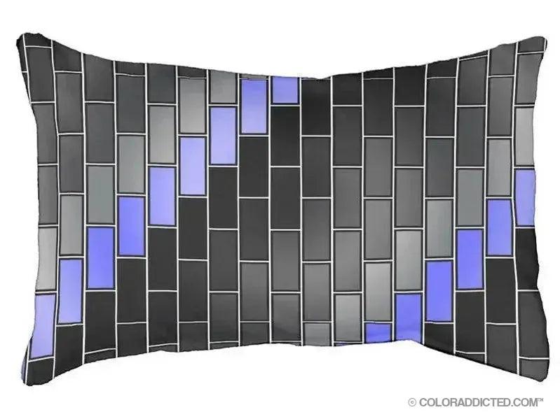 Dog Beds-BRICK WALL #2 Indoor/Outdoor Dog Beds-Black & Grays & Blues-from COLORADDICTED.COM-