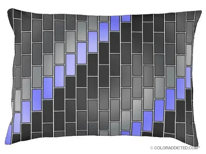 Dog Beds-BRICK WALL #2 Indoor/Outdoor Dog Beds-Black & Grays & Blues-from COLORADDICTED.COM-