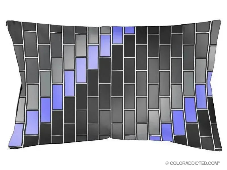 Dog Beds-BRICK WALL #2 Indoor/Outdoor Dog Beds-Black & Grays & Blues-from COLORADDICTED.COM-