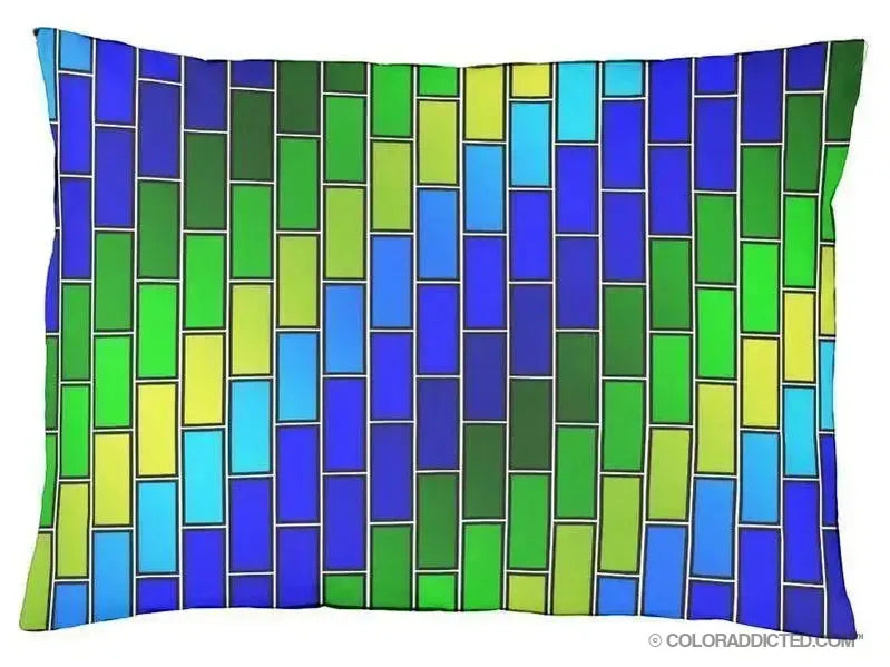 Dog Beds-BRICK WALL #2 Indoor/Outdoor Dog Beds-Blues & Greens-from COLORADDICTED.COM-